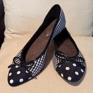 J. Renee Navy Gingham and Polka Dot Flats